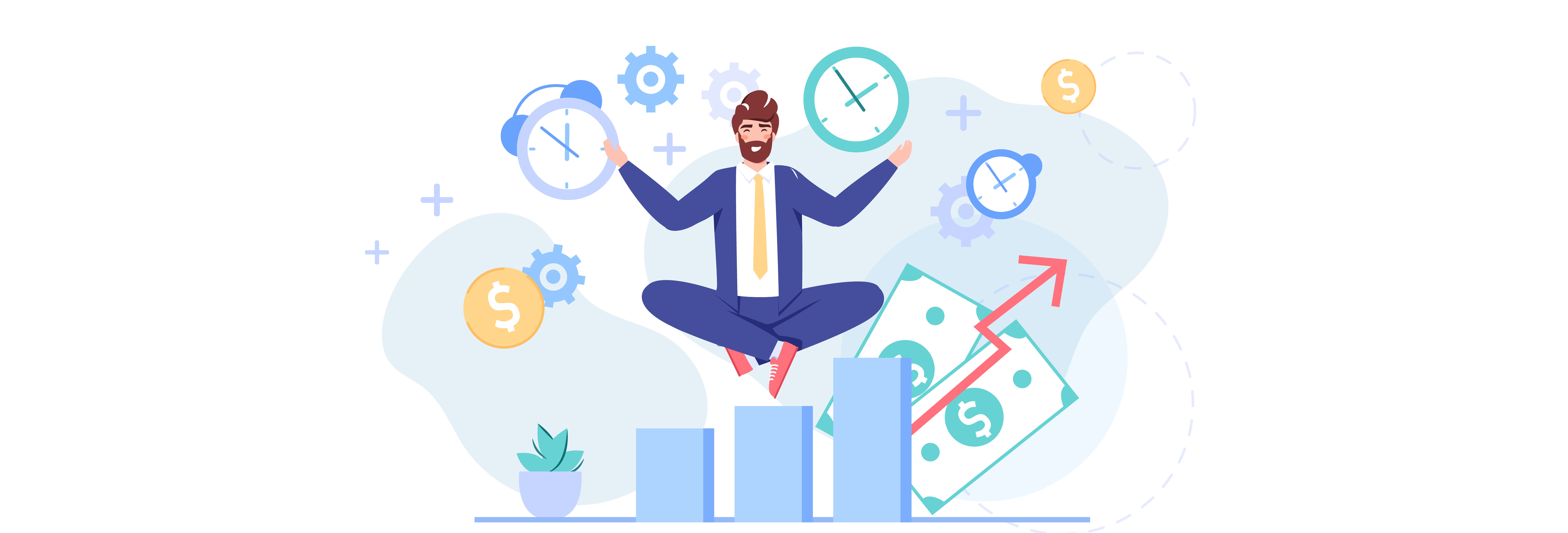 an illustrative image of a man representing time management at work